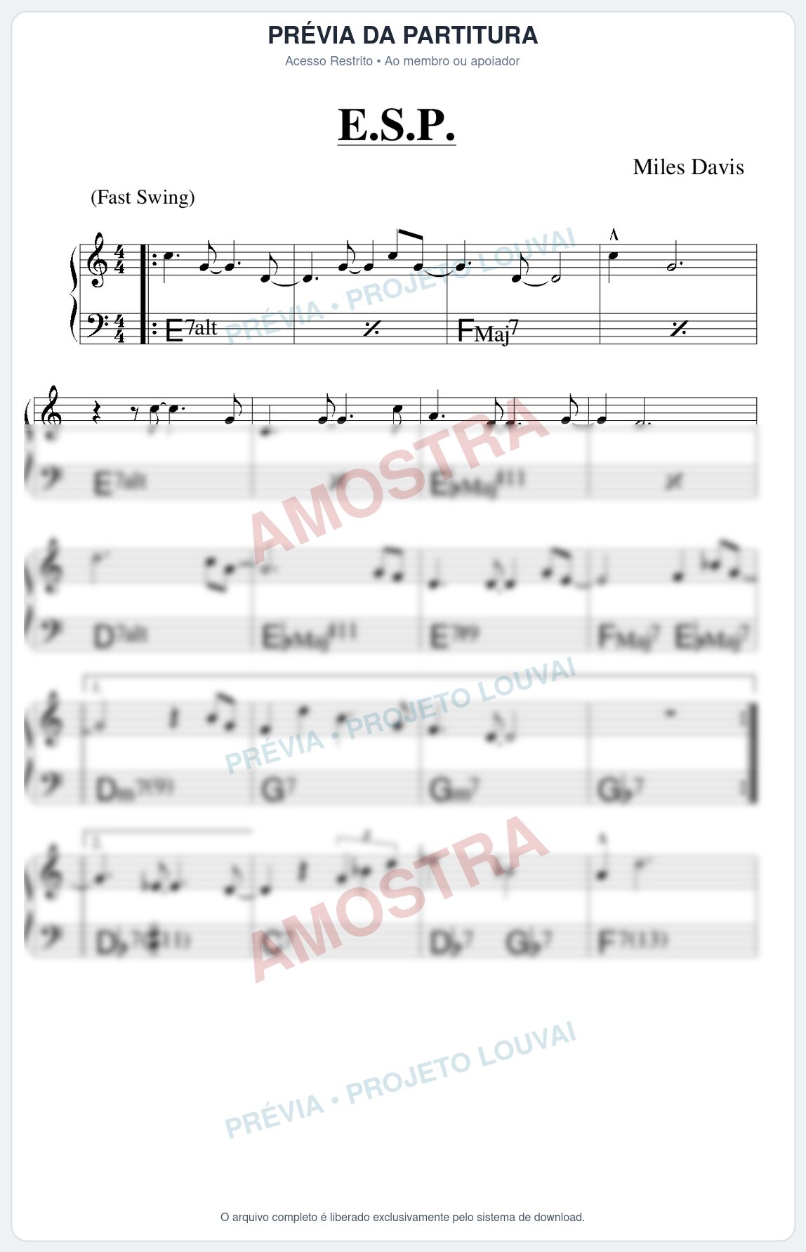Prévia protegida da primeira página da partitura Partitura para Trompete em Bb - E S P - Real Book de Jazz