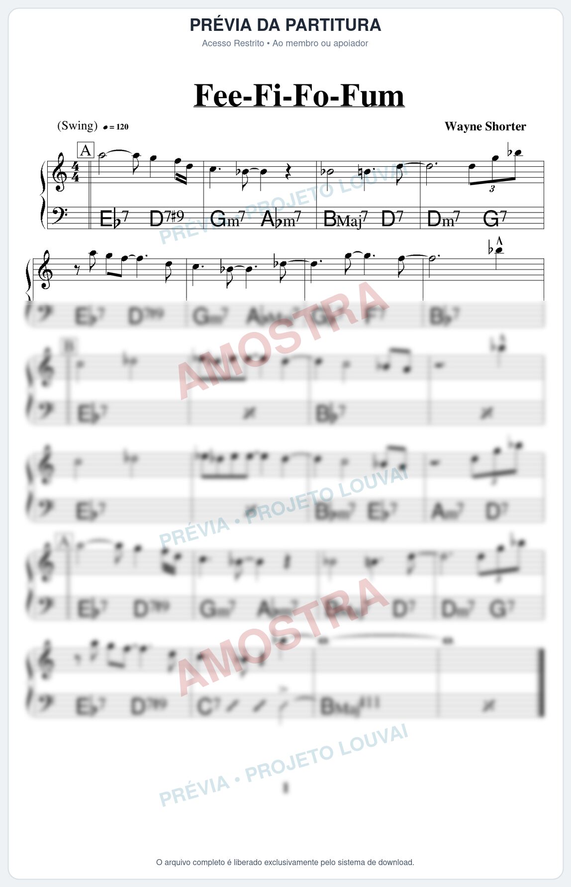 Prévia protegida da primeira página da partitura Partitura para Trompete em Bb - Fee-Fi-Fo-Fum - Real Book de Jazz