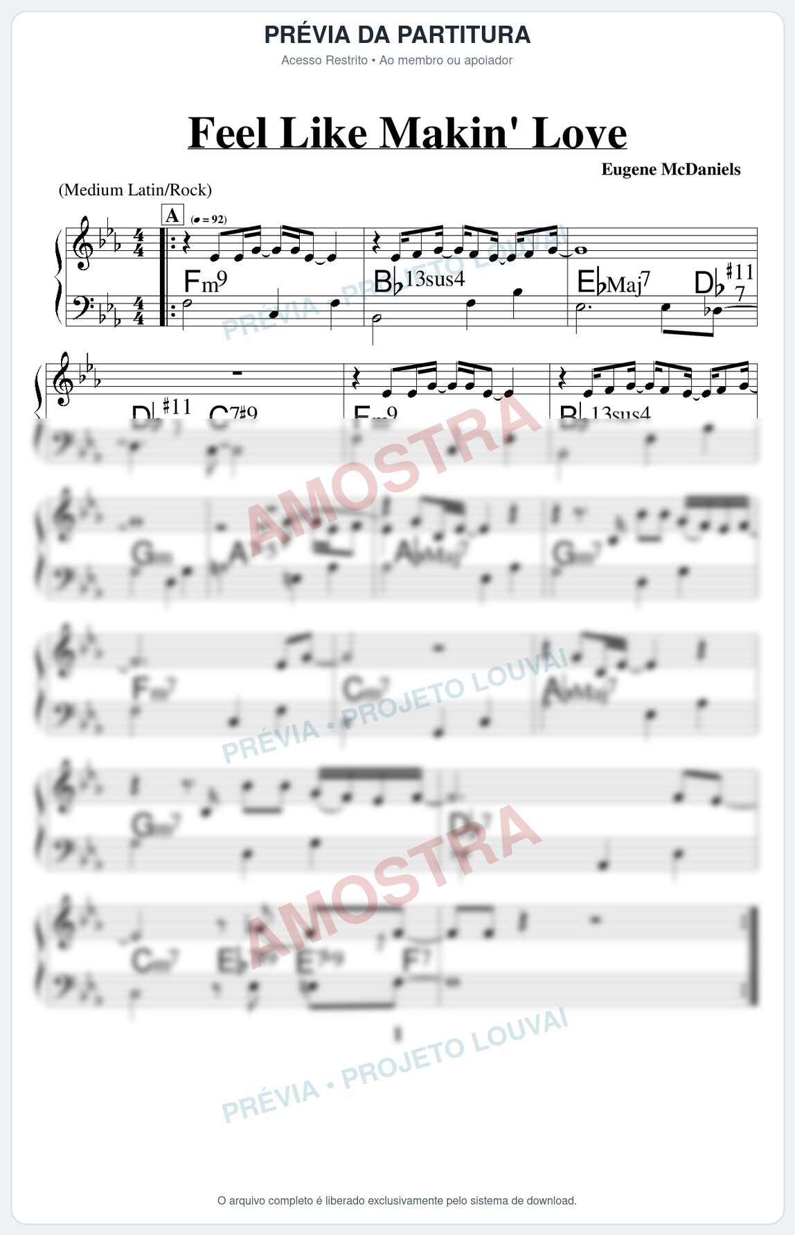 Prévia protegida da primeira página da partitura Partitura para Violino - Feel Like Makin Love - Real Book de Jazz
