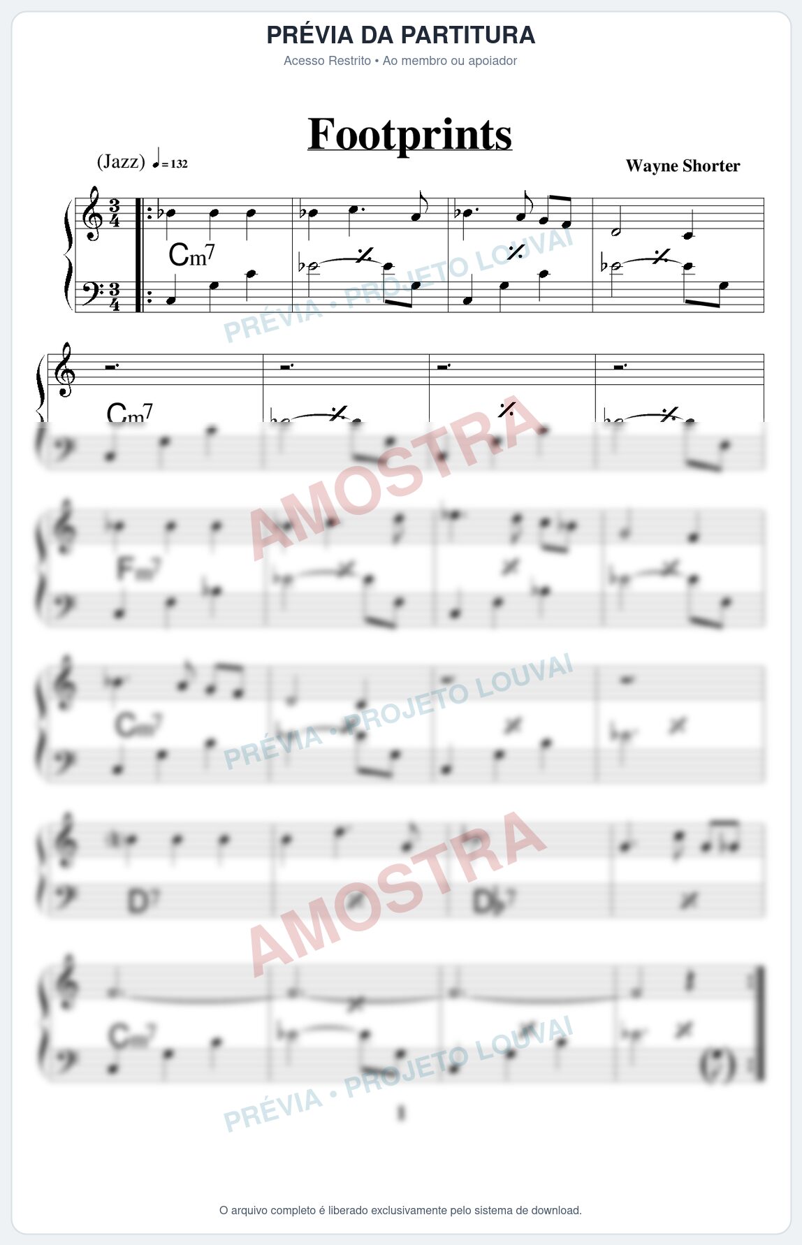Prévia protegida da primeira página da partitura Partitura para Trompete em Bb - Footprints - Real Book de Jazz
